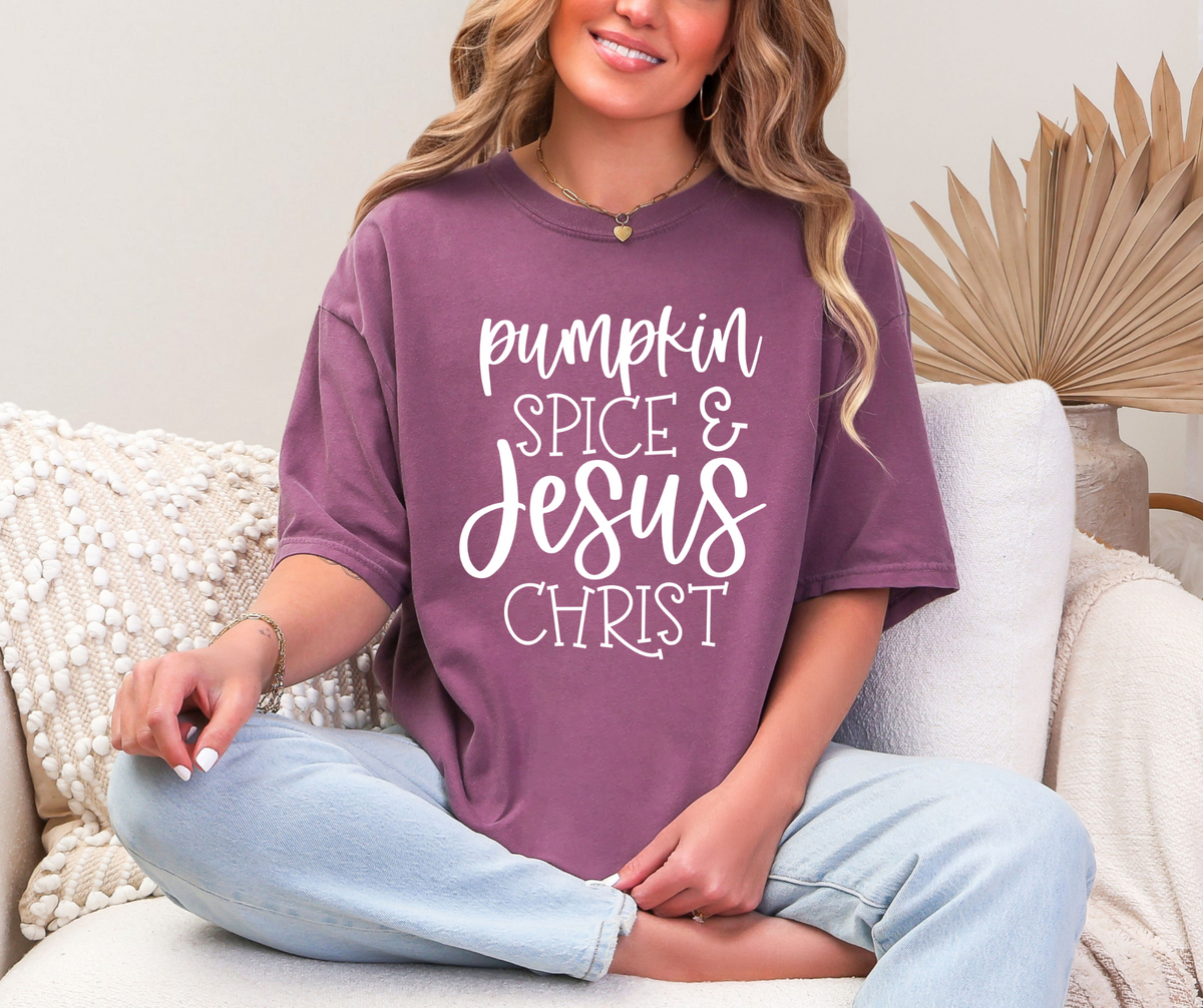 Pumpkin Spice & Jesus Christ- Comfort Colors Tee