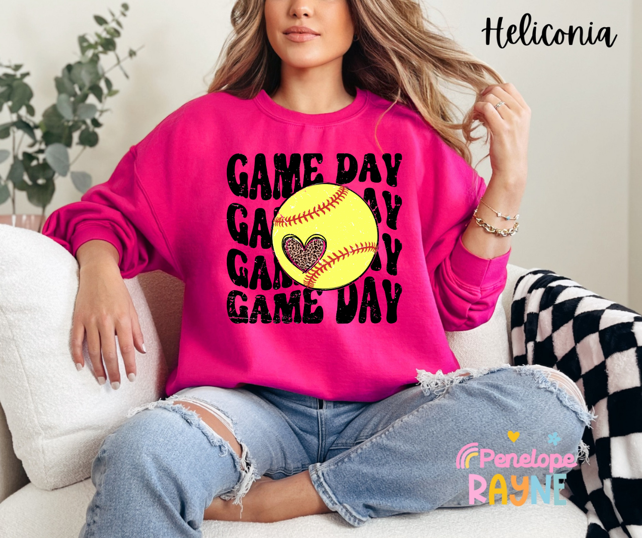 Game Day Softball-Leopard Heart